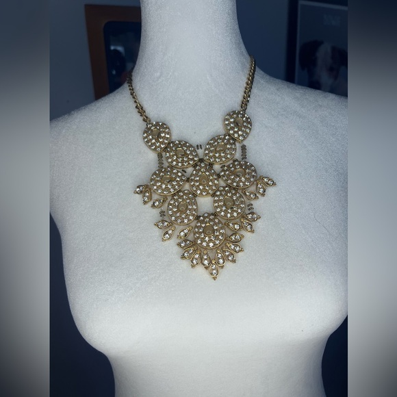Gold and Crystal Rhinestone Statement Necklace - Picture 2 of 5